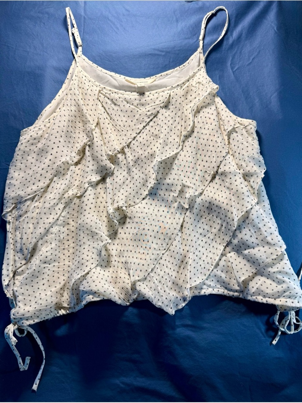 Lucky Brand Creamy White Polka Dot Ruffle Cami